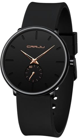 CRRJU Herren Uhren Silikon Armband Ultra Dünne Männer Armbanduhr Sportuhr | Analog Quarzuhr, Minimalistische, Wasserdichtes Herrenuhr, Silikonarmband, Casual für Studenten, Büro uhr, Freizeituhr