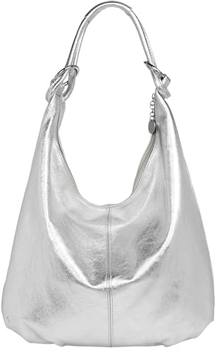 Caspar Große Damen Vintage Veloursleder Tasche Samtweiche Schultertasche aus Leder - CLASSIC LINE - Modell No.617 - Made in Italy