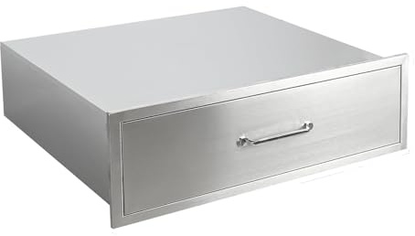Küchenschubladen Outdoor, 76x58x25cm Außenküchenschubladen aus Edelstahl, Aschekasten, Schubladenaufbewahrung mit Edelstahlgriff für Grillinsel, Grillstation, Grillkamin, Grill Rost Kamingrill