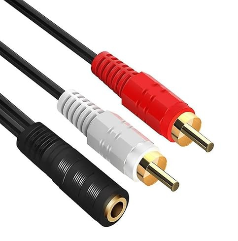 OPAX51 Cavo splitter audio stereo, 3,5 mm femmina a 2 RCA maschio, compatibile con amplificatore, TV, altoparlanti, 50 cm, nero 51CH093