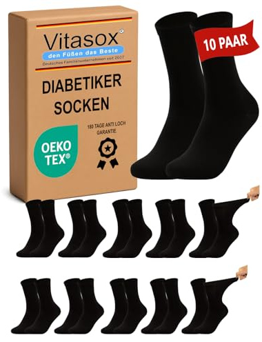 Vitasox Damen Diabetikersocken ohne Gummi & ohne Naht 4 | 6 | 8 | 10 Paar