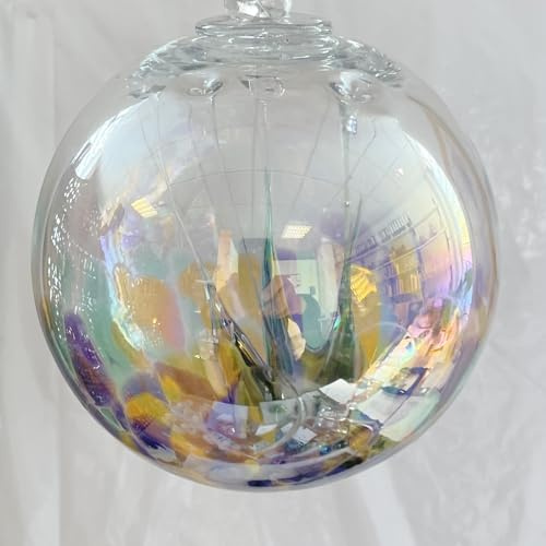 Kugel zum hängen mit Innenleben Bunte Glaskugel Ornament Fensterdekoration mundgeblasenes Kristallglas Durchmesser ca. 15 cm