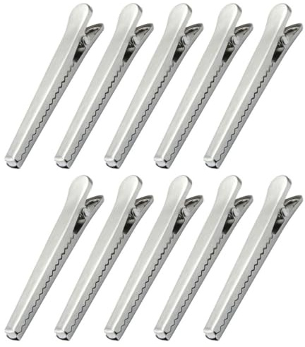 ABOOFAN 10 pièces Lot de Pinces de Fermeture pour Sachets Alimentaires Acier Inoxydable Clips Puissants pour Conserver Fraîcheur et Étanchéité des Sacs de Chips et Aliments Secs