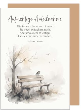 Edition Seidel Premium Trauerkarte mit Umschlag. Beileidskarte Kondolenzkarte Klappkarte Spruch Aufrichtige Anteilnahme Mitgefühl Trost Hoffnung Kraft Zuversicht (T1320 SW026)