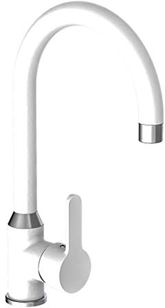 EISL Spültischarmatur DIZIANI, Wasserhahn Küche, 360° schwenkbar, ideal auch für Doppelspülbecken, Chrom/Weiß