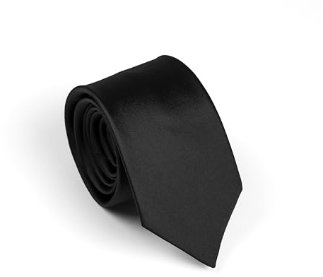 Remo Sartori - Cravatta Stretta Slim in Seta Tinta Unita, Larghezza cm 6, Made in Italy, Uomo (Nero)