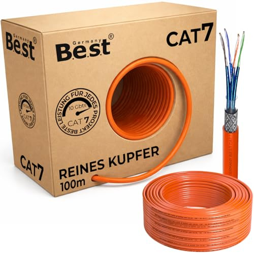CAT 7 Netzwerkkabel 100m Reines Kupfer LAN Verlegekabel S/FTP 10 Gbit