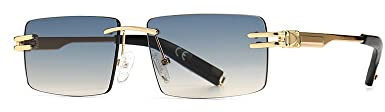 kachawoo Randlose Herren-Sonnenbrille mit Verlaufslinsen, Retro-Rechteck-Sonnenbrille für Männer und Frauen, rahmenlose Brille, modisches Markendesign