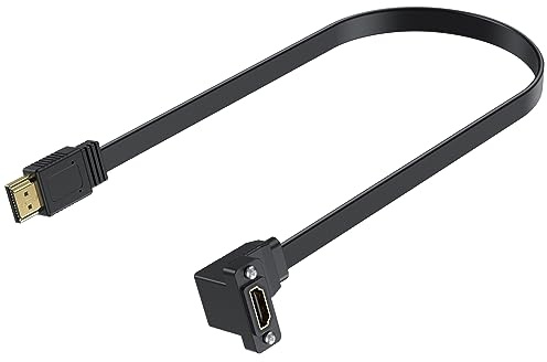 Maxhood Flat 1.5ft HDMI 2.0 Extension Cable, 4K@60Hz, 18Gbps, Panel Mount, Compatible with TV, PC, Xbox, PS, Blu-ray, AV Receiver