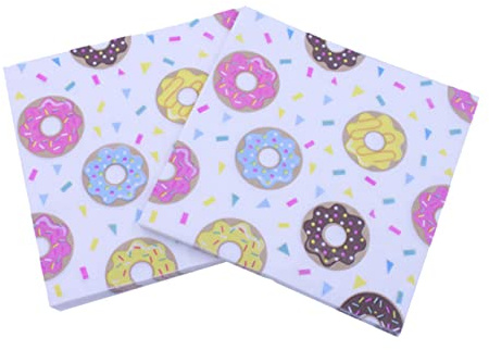 Abaodam 20pezzi Tovaglioli di Carta Stampati Design di Ciambella e Fazzoletti Colorati per Feste Banchetti Uso Quotidiano Inclusi