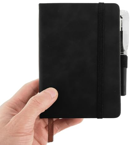 Qianyu Notizbuch A6 Kleine Pocket Journal, Notizbuch mit Stift | Mini-Taschen-Notizblock, Verschlussband, Hardcover, Premium-Papier, Liniert, Tagebuch mit Stifthalter, Ledereinband