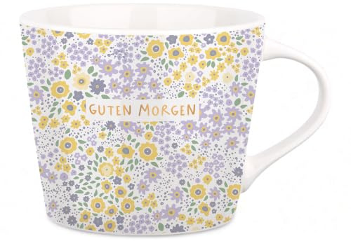 Grafik-Werkstatt Schreibkram Manufaktur, Guten Morgen, Kaffeetasse, 420 ml | Porzellantasse mit Echtgoldveredelung, 12 x 8,5 cm - viele Sprüche und Motive zur Auswahl, Handwäsche empfohlen
