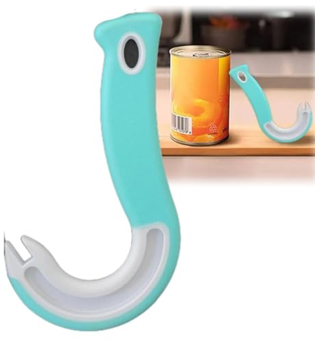 Easy Open Ring Pull Can Opener,J Hook Can Ring Opener,Non-Slip Handy Ring Pull Openers,Alien Pull Can Opener,Can Ring Pull Opener for Weak Hands,Convenient Tin Opener for Soda Beer Tin,Blue