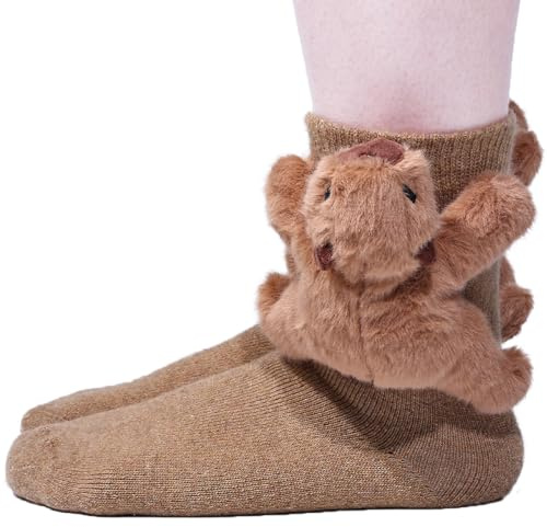 Himozoo Sengångare strumpor dam, 3D-djur stickade strumpor med söt sengångare design, varma gosiga strumpor för vinter, roliga julstrumpor presentidé för mor fru dotter flickvän, one size