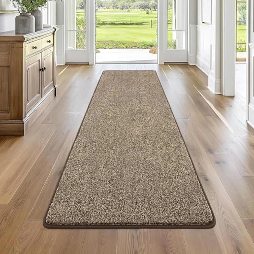Enyhom Lang Flur Teppich Läufer 80x150cm, Waschbar rutschfest Teppichläufer Flurteppich Küchenteppich Läufer für Eingang Schlafzimmer Wohnzimmer Korridor Khaki