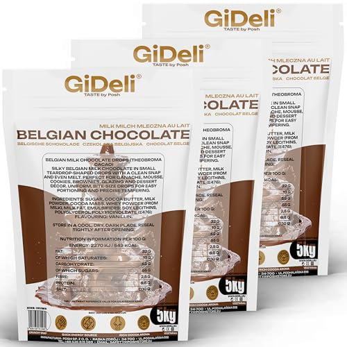 GiDeli Schokodrops Kuvertüre 3 x 5 kg - Schokolade für Schokobrunnen | schmilzt gleichmäßig ab 30 °C, einzelne Beutel zum Portionieren, für Konditorei, Gastronomie, Saisonproduktion