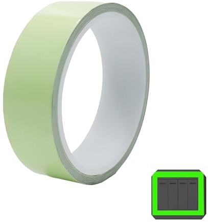 Sylkeov Cinta Adhesiva Fluorescente 10m x 25mm, Cinta Luminosa Verde Brillante para Seguridad en la Oscuridad, Impermeable, Autoadhesiva para Escaleras, Paredes y Señales de Salida