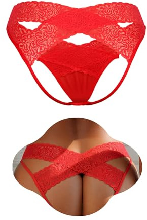 ohyeahlady String Ouvert à l'entrejambe Femme Grande Taille Mini String Femme Sexy Chic Hot Ficelle Culotte Tanga Sexy Chic Fendue sans Couture Tenu Hot sous Vetements Feminins M,Rouge
