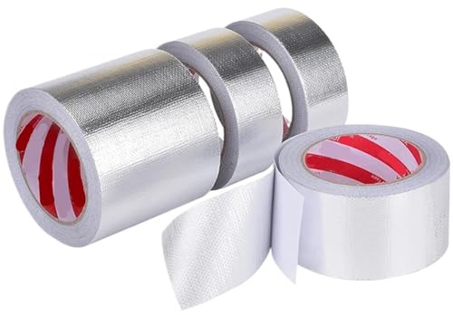 Värmeskyddstejp av aluminiumfolie, Glasfiber aluminiumfolie tejp Brandsäker högtemp tätning Tak Husbilar Båtar Flera storlekar(20mx0.15mmx40mm)