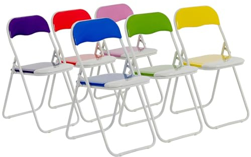 Harbour Housewares Coloured Padded Folding Chairs - Multi - Pack of 6