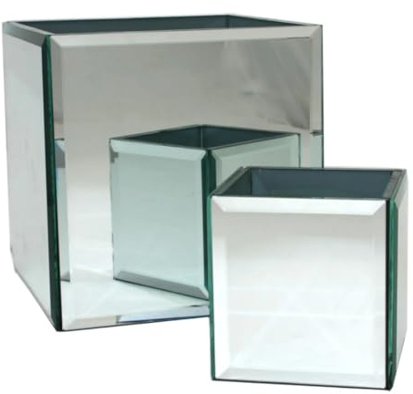 14cm Mirrored Cube Vase
