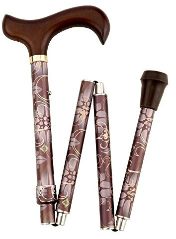 Gehstock Deluxe Schlank Faltstock FANTASIE silber/beige mit Ornament