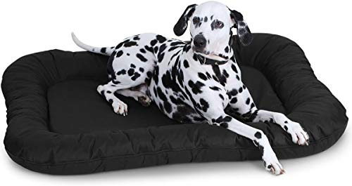 Knuffelwuff Wasserfestes In und Outdoor Hundebett Lucky aus Nylongewebe XXL 118 x 85cm Schwarz - abnehmbarer Bezug - waschbar - für große, mittelgroße und kleine Hunde
