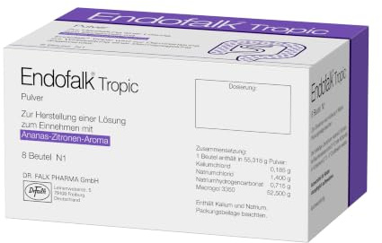 Endofalk Tropic 8 Beutel, Ananas-Zitronen Aroma | Arzneimittel, wird zur Darmreinigung zur Vorbereitung einer Darmspiegelung angewendet, Pulver