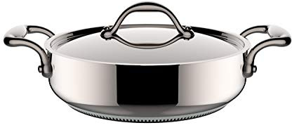 Lagostina Accademia Lagofusion Casseruola Semifonda con 2 Maniglie e Coperchio, Acciaio Inossidabile, Argento, 28 cm