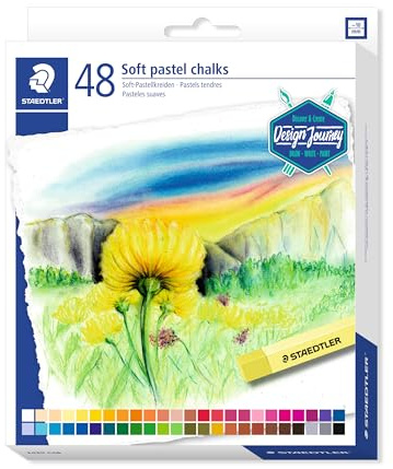 STAEDTLER Softpastellkreiden, Hoher Grad an Lichtbeständigkeit, weicher Abstrich, Leicht Verwischbar, Kartonetui mit 48 brillanten Farben, 2430 C48