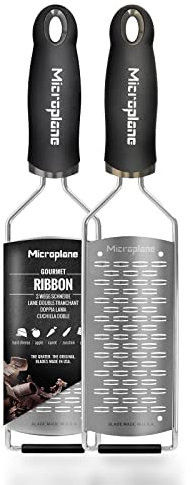 Microplane Serie Gourmet Rallador Doble, Acero Inoxidable, Negro, 35.90x6.41x1.92 cm