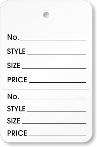 SmartSign Perforated Garment Tags | Unstrung Coupon Pre-Printed Tag | Clothing Size Style Price | 1.25 x 1.875, Pack of 1000, Made in USA