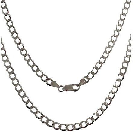 Minoplata Cadena de Plata de ley barbada, Longitud 60 Cm una joya para mujer o para hombre para llevar sola o combinada con Colgantes y Llamadores de Ángel de Plata