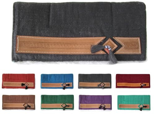 NETPROSHOP Pony Western Pad mit weichem Webfell und Lederverzierung, Rückenlänge ca. 62 cm, Farbe:Schwarz