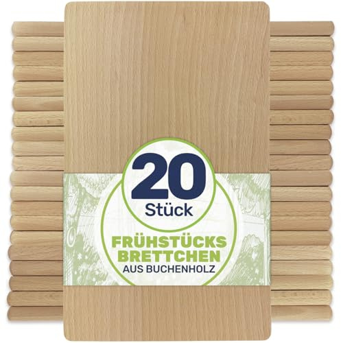 Gravidus Frühstücksbrettchen Holzbrett Buche 22x12x1 cm (20 Stück)