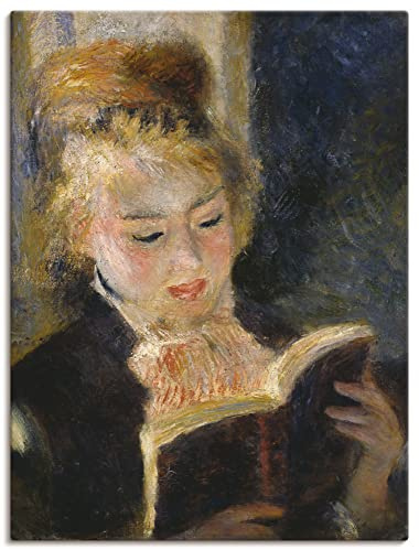 ARTLAND Wanddeko Leinwand Bilder Wandbild 45x60 cm Frau Buch Lesendes Mädchen Impressionismus Pierre-Auguste Renoir B5CD