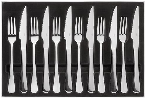 Judge Windsor 12 Piece Stainless Steel Steak Knife and Fork Set for 6 People