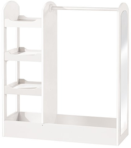 roba Garderobe, mit Kleiderständer, Regal, Kleiderstange & grossem Spiegel; aus Holz weiß lackiert