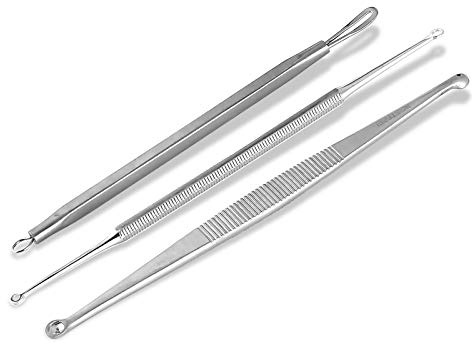 Mitesser Pickelentferner-Set aus Edelstahl 3-teiliges Gesichtspflege Set | Komedonenentferner aus rostfreiem Edelstahl zum hygienischen und zuverlässigen Entfernen von Pickeln bei der täglichen Pflege