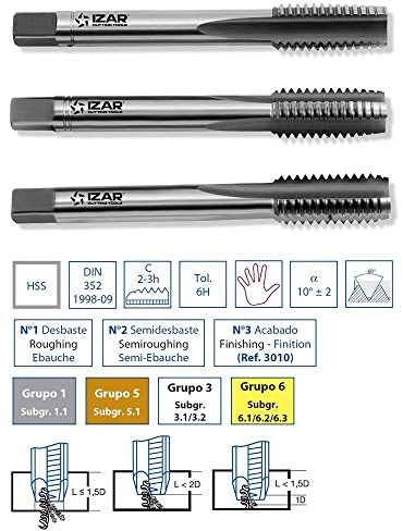Izar - Juego 3 Machos M16X2.00 D.352Hss 3030