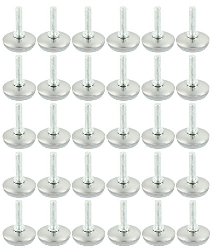 sourcing map 30 Stück M6 x 25mm Gewinde Möbel Schrank Schrauben Nivellier | Gleitfuß