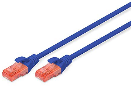 DIGITUS Cable LAN Cat 6 - 1m - Cable de red RJ45 - UTP sin apantallar - Compatible con Cat-6A y Cat-5e - Azul