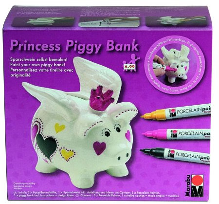 Marabu 012300088 Princess Piggy Bank Porcelain Painter Malset