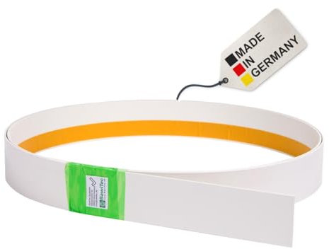 BawiTec Kunststoffleiste Flachleiste 120mm Breit 600cm Lang 2,5mm Stark selbstklebend Farbe weiß Kunststoff Flachprofil Rolle PVC Abdeckleiste Kunststoffprofil für Fenster,Türen,Dach,Wand