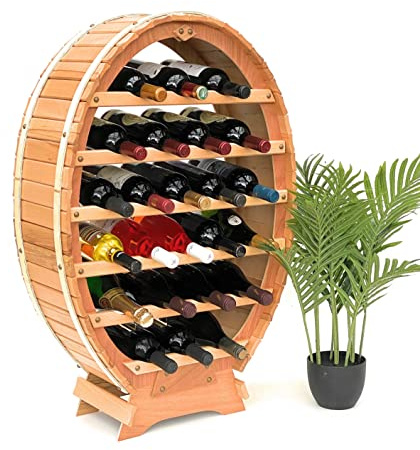 DanDiBo Weinregal Weinfass aus Holz für 24 Flaschen Natur Lackiert Bar Flaschenständer Weinständer Fass Regal