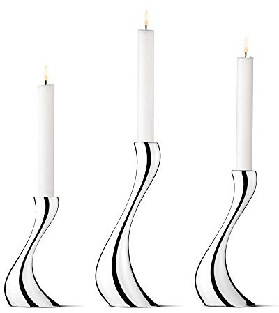 Georg Jensen Cobra Kerzenständer Edelstahl, Set von 3