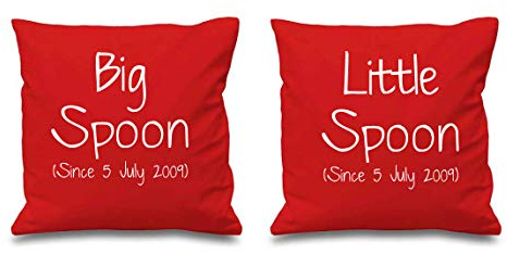 60 Second Makeover Limited Personalised Big Spoon Little Spoon Red Cushion Covers 16 x 16 Couples Cushions Valentines Wedding Anniversary Bedroom