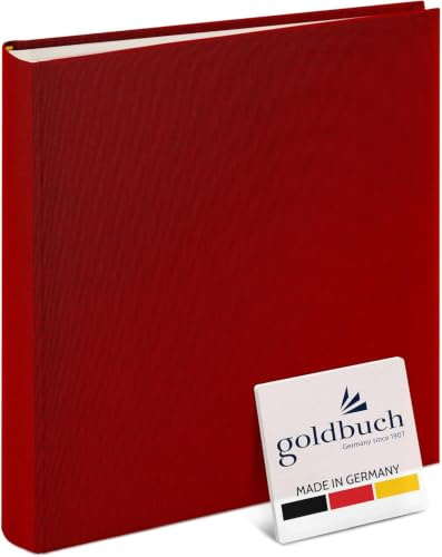 goldbuch 24707 Fotoalbum, Summertime, 25 x 25 cm, Fotobuch mit 60 weiße Seiten & Pergamin Trennblättern, Foto Album aus Leinen, Erinnerungsalbum, Rot | Quadratisches Album mit rotem Leineneinband, 60 weißen Seiten und Pergamin, Zum Einkleben bis zu 180 Fotos und Scapbooking