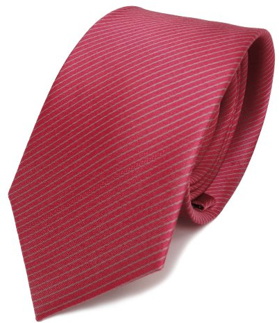 schmale Seidenkrawatte rot rosé grau gestreift - Krawatte Seide Silk Tie