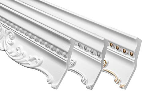 Marbet Deckenleiste B-36 gold aus Styropor EPS - Stuckleisten gemustert, im traditionellen Design - (20 Meter Sparpaket) Stuck Eckleiste Winkelleiste Wand